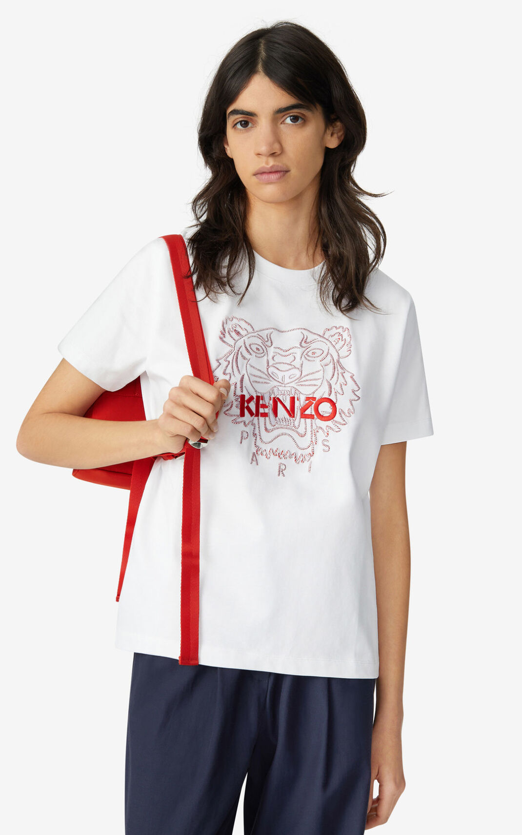 T Shirt Kenzo Femme Tiger loose fitting Blanche XTGEJ-7826